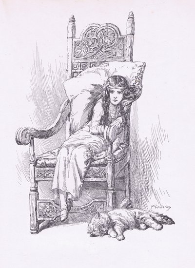 Tuettuna suureen nojatuoliin, The Child of the Air -pub.by Duckworth tekijältä C. Wilhelm