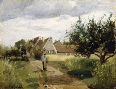 Kylän sisäänkäynti, n.1863 tekijältä Camille Jacob Pissarro