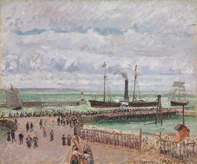 Sisäänkäynti Le Havren satamaan ja läntisille aallonmurtajille, valoisa harmaa sää; Sisäänkäynti Le Havren satamaan ja läntiselle aallonmurtajalle, kirkkaan harmaa sää, 1903 tekijältä Camille Jacob Pissarro