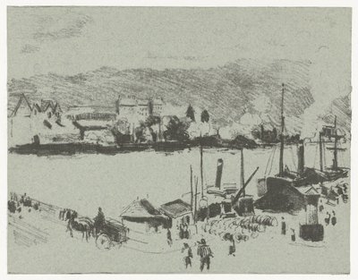 Näkymä Seinen laiturille Rouenissa Quai Boieldieu, à Rouen tekijältä Camille Jacob Pissarro