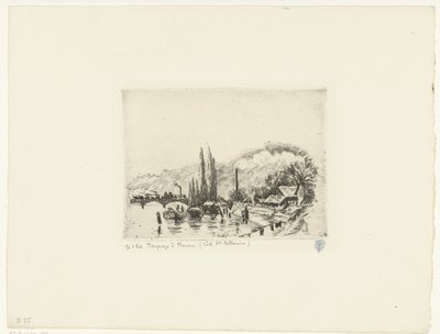 Maisema lähellä Rouenia Paysage à Rouen (Côte ste Catherine) (otsikko esineessä) tekijältä Camille Jacob Pissarro