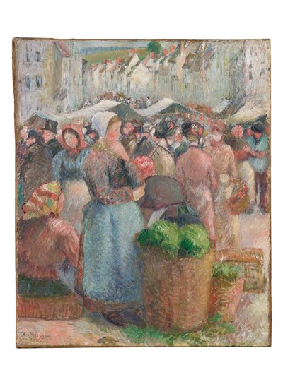 Gisorsin markkinat, Grande-Rue, 1885 tekijältä Camille Jacob Pissarro