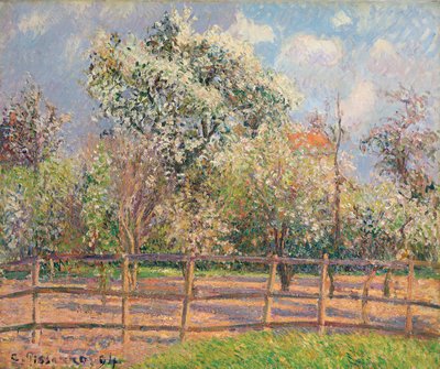 Päärynäpuut Bloomissa, Eragnyssa; Poiriers en fleur, Eragny, 1894 tekijältä Camille Jacob Pissarro