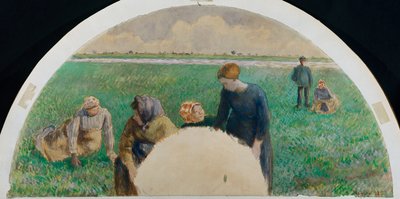 Talonpojat keräävät ruohoa, 1885 tekijältä Camille Jacob Pissarro