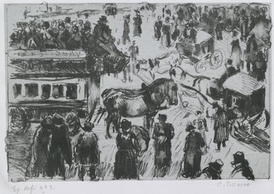 Place du Havre, Pariisi, n. 1897 (litografia sinkillä) tekijältä Camille Jacob Pissarro