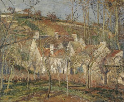 Punaiset katot, kylän kulma, talvi, 1877 tekijältä Camille Jacob Pissarro