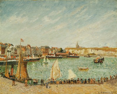 Iltapäivän aurinko, Dieppen ulkosatama; Iltapäivä, aurinko, Dieppen ulkosatama, 1902 tekijältä Camille Jacob Pissarro