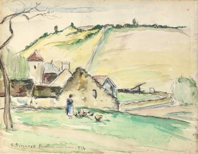 Chatillon-Sur-Seinen maatila, 1882 tekijältä Camille Jacob Pissarro