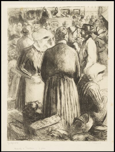 Pontoisen markkinat, noin 1895 tekijältä Camille Jacob Pissarro