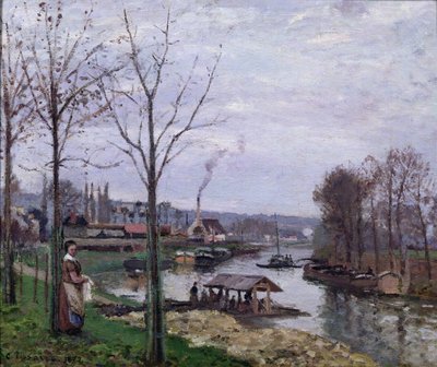 Pesutalo, Pontoise Port-Marly tai Pesutalo, 1872 tekijältä Camille Jacob Pissarro
