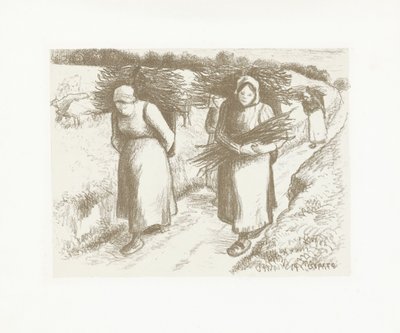 Naiset kantavat pedejä Porteuses de fagots tekijältä Camille Jacob Pissarro