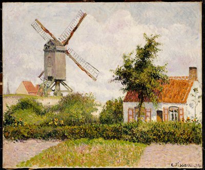 Tuulimylly Knokkessa, Belgiassa, 1894 tekijältä Camille Jacob Pissarro