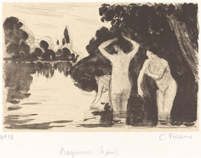 Uimarit, c. 1895. tekijältä Camille Pissarro