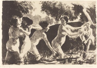 Bathers Wrestling (Baigneuses luttants) tekijältä Camille Pissarro