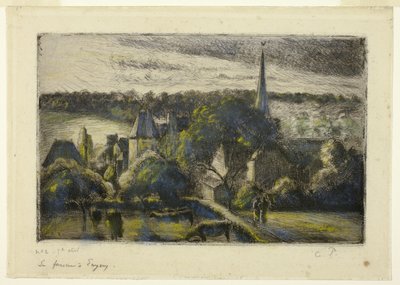 Kirkko ja maatila Éragnyssa tekijältä Camille Pissarro