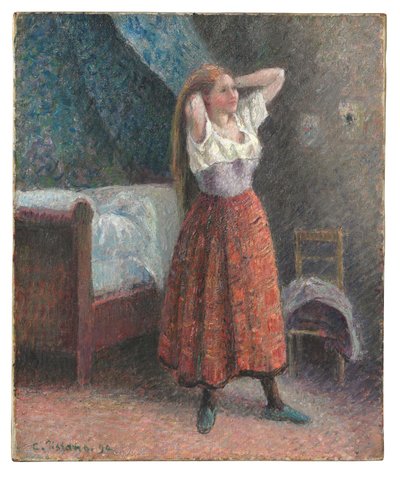 Nainen muotoilee hiuksiaan tekijältä Camille Pissarro
