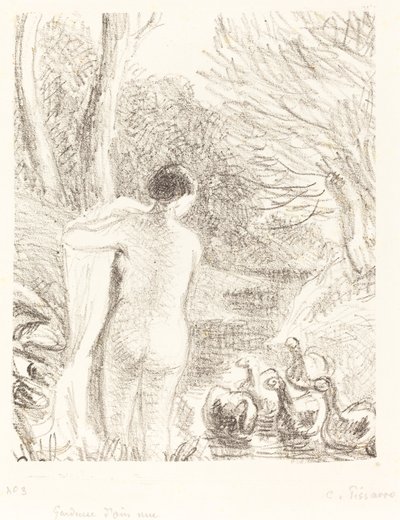 Nude Goose Girl, c. 1897. tekijältä Camille Pissarro