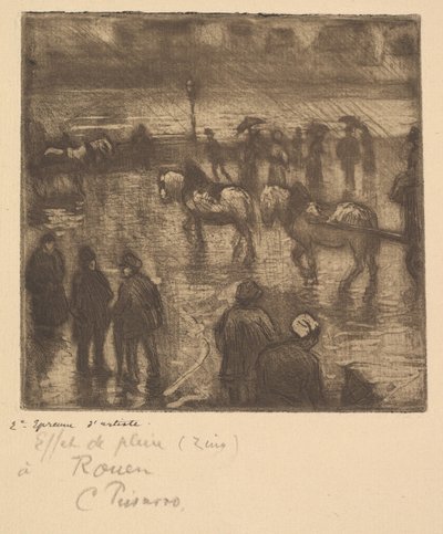 Impressions of Rain, Rouen, 1883. tekijältä Camille Jacob Pissarro