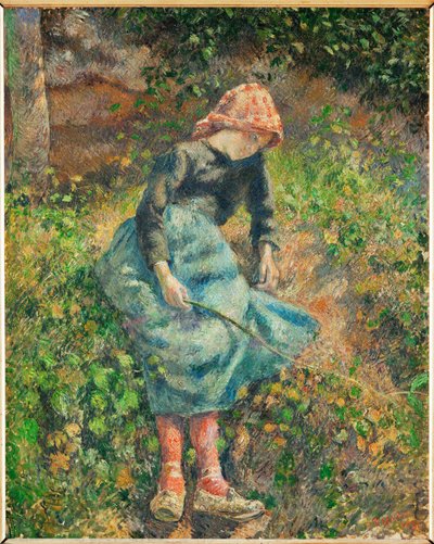 La bergere ou Jeune fille a la baguette, paysanne assise (öljy kankaalle) tekijältä Camille Pissarro