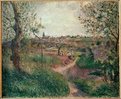 Le Chemin des Mathurins peltojen halki, Pontoise (öljy kankaalle) tekijältä Camille Pissarro