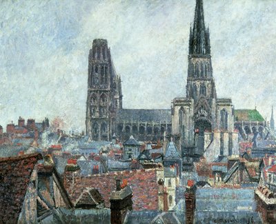 Vanhan Rouenin katot: Harmaa sää (katedraali) tekijältä Camille Pissarro
