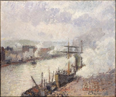 Höyrylaivat Rouenin satamassa tekijältä Camille Pissarro