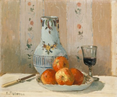 Asetelma omenoiden ja kannun kanssa, 1872. tekijältä Camille Jacob Pissarro