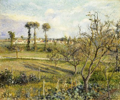 Auringonlasku Valhermeilissä, lähellä Pontoisea; Auringonlasku Valhermeilissä, lähellä Pontoisea, 1880 tekijältä Camille Jacob Pissarro