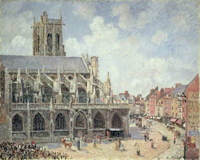Pyhän Jacquesin kirkko Dieppessä, aamuaurinko tekijältä Camille Jacob Pissarro