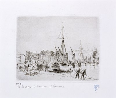 Satama lähellä Rouenin tullia) tekijältä Camille Jacob Pissarro