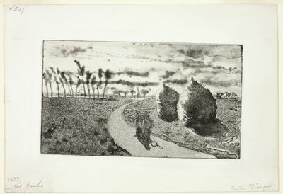 Hämärä heinäsuovojen kanssa tekijältä Camille Pissarro
