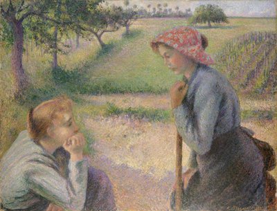 Kaksi nuorta talonpoikanaista, 1891-92. tekijältä Camille Jacob Pissarro