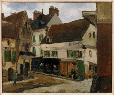 Une place a la Roche-Guyon - La Roche-Guyonin aukio ... (maalaus kankaalle) tekijältä Camille Pissarro