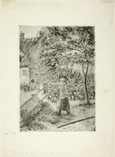 Nainen tyhjentämässä kottikärryä tekijältä Camille Pissarro