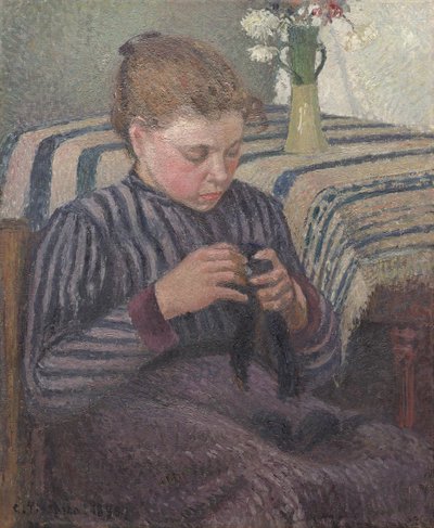 Woman Mending, 1895. tekijältä Camille Pissarro