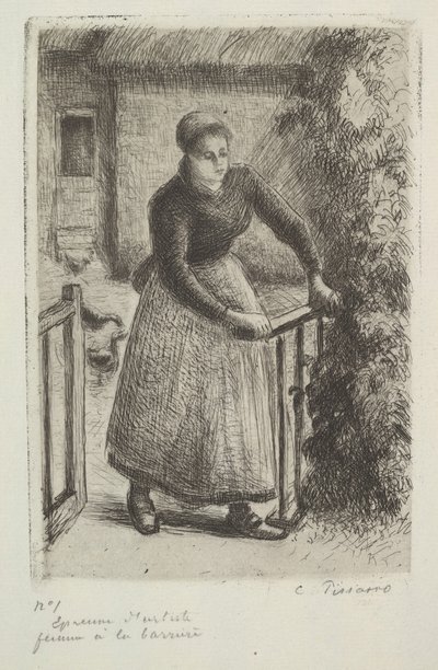 Nainen portilla, 1889. tekijältä Camille Jacob Pissarro
