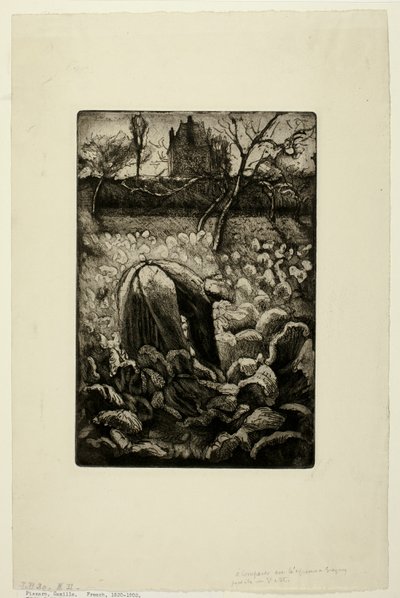 Nainen keittiön puutarhassa tekijältä Camille Pissarro