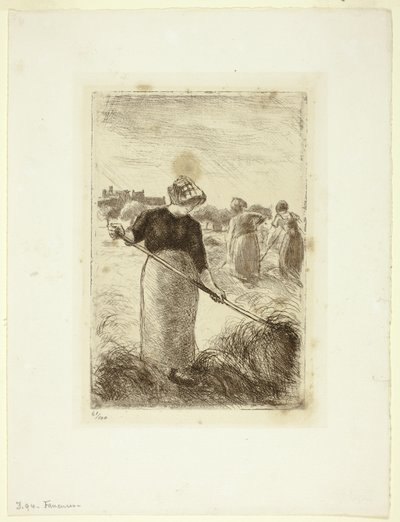Naiset heittelemässä heinää tekijältä Camille Pissarro