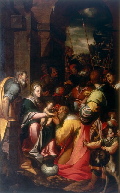 Adoration of the Magi, Camillo Procaccinin teos, konservoitu Galleria Estense Modenassa tekijältä Camillo Procaccini