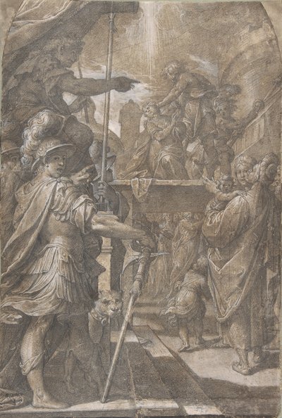 Naispuolisen pyhän Agnesin marttyyrikuolema, 1605-1609. tekijältä Camillo Procaccini