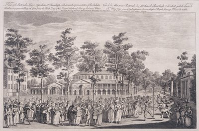 Näkymä Rotundalle, Ranelagh House, Ballissa Walesin prinssin HRH:n syntymäpäivän kunniaksi 24. toukokuuta 1751, kaiverrettu Parr tekijältä Canaleti