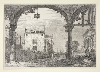 Le Portique a la lanterne (Portico ja lyhty), sarjasta Vedute (Näkymät) tekijältä Canaletto (Giovanni Antonio Canal)
