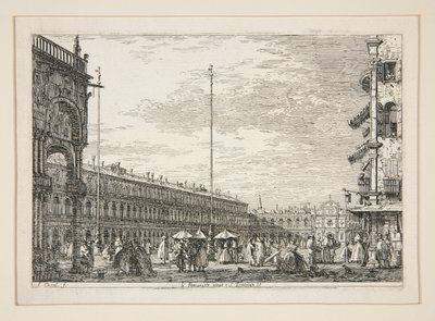 Le Procuratie Nuove e S. Ziminian V. (Procuratic Nuove ja San Geminianon kirkko, Venetsia), sarjasta Vedute (Näkymät) tekijältä Canaletto (Giovanni Antonio Canal)