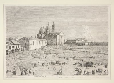S. Giustina julkaisussa Pr? della Valle, sarjasta Vedute (Views) tekijältä Canaletto (Giovanni Antonio Canal)
