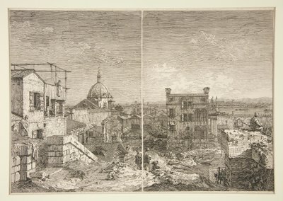 Talo, jossa on kirjoitus [ja] House with the Perstyle, sarjasta Vedute (Views) tekijältä Canaletto (Giovanni Antonio Canal)