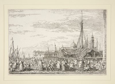 The Market on the Molo, sarjasta Vedute (Views) tekijältä Canaletto (Giovanni Antonio Canal)