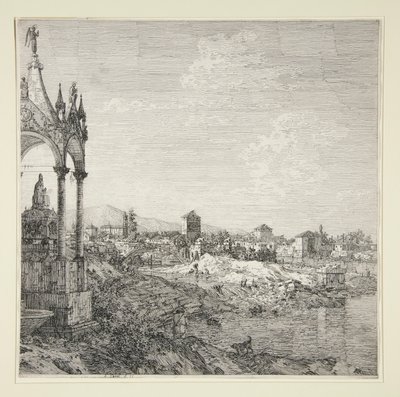Näkymä kaupunkiin piispan kanssa tekijältä Canaletto (Giovanni Antonio Canal)