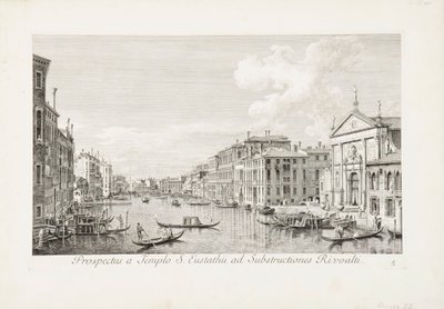Näkymä Pyhän Eustachiuksen luota Rialtolle tekijältä Canaletto