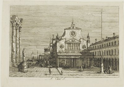 Kuvitteellinen näkymä S. Giacomo di Rialtoon, Vedutesta tekijältä Canaletto