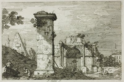 Maisema raunioineen monumentteineen, Vedute tekijältä Canaletto